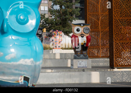 Die großen Hoot Birmingham Eule Skulptur trail 2015 West Midlands England UK Stockfoto