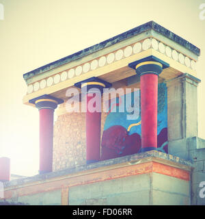 Ruinen der Palast von Knossos, Kreta, Griechenland. Retro-Stil vorgefiltert Bild Stockfoto