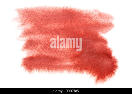 Abstrakt rot Aquarell Fleck über dem weißen Hintergrund - Platz für Ihren eigenen Text isoliert Stockfoto