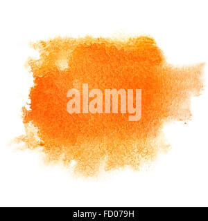 Orange Aquarellpinsel Strich über dem weißen Hintergrund isoliert Stockfoto