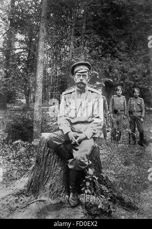 Tsar Nicholas II bei Tsarkoye Selo (Detskoye Selo), Russland, nach seiner Abdankung im Jahre 1917. Stockfoto