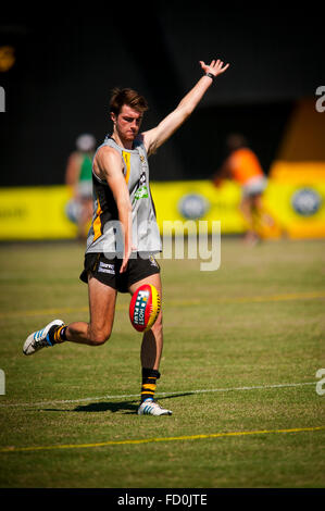 Männer der Australian Football League Richmond Tigers in einer Sommer-Praxis Stockfoto