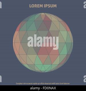 Abstrakte Orb strukturiert durch Farbe Dreiecke auf einem gestreiften dunkelblauen Hintergrund. Vektor Stock Vektor
