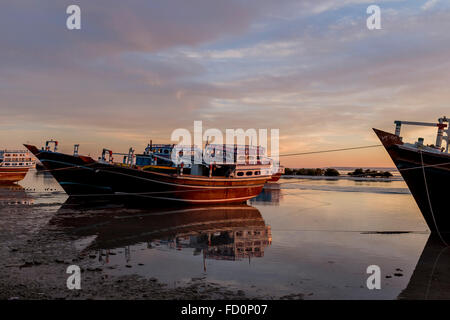 Schiff in Laft, Qeshm Insel, Hormozgan, Iran. Stockfoto