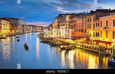 Venedig-Blick am Abend, Canal Grande, Venedig, Italien, UNESCO Stockfoto