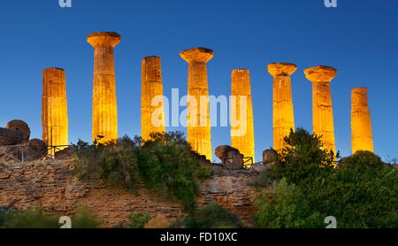 Tal der Tempel (Valle dei Templi), UNESCO Herkules-Tempel (Tempio di Eracle) Agrigento, Sizilien, Italien Stockfoto