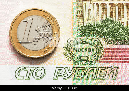 Erwarteten Wechselkurs des Rubels auf den Euro. Stockfoto