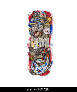Brief, den ich aus Karnevalsmaske und Feder Stockfoto
