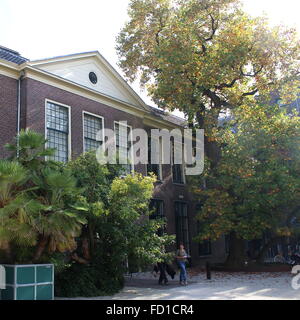 Hauptgebäude des 16. Jahrhunderts Hortus Botanicus. Befindet sich auf Gelände der Universität Leiden am Rapenburg Kanal, Leiden, Niederlande Stockfoto