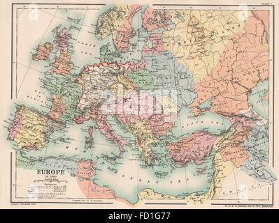 Heiligen Römischen Reiches: Europa im Jahre 1360, 1902 Antike Landkarte Stockfoto