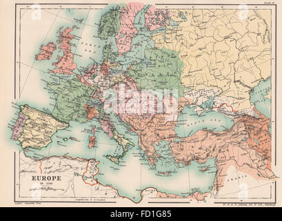 Europa IN 1740: Frankreich England Heiliges Römisches Reich Spanien Osmanen & c, 1902 Karte Stockfoto