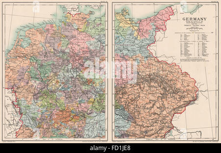 Deutschland: während der Reformation & des Dreißigjährigen Krieges antike 1902 Karte Stockfoto