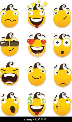 Satz von Smileys. Vektor-Illustration isoliert auf einem weißen Hintergrund. Stock Vektor