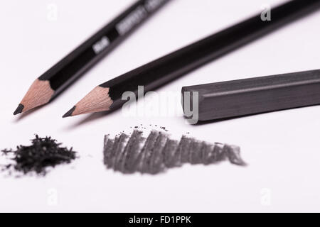 schwarze Bleistifte und graphit Stockfoto