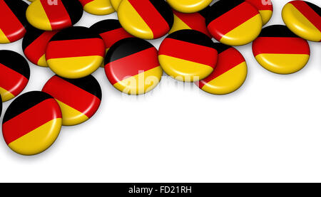 Deutschland-Flagge auf Abzeichen Hintergrundbild für Deutscher Nationalfeiertag Events, Urlaub, Denkmal und Feier mit Exemplar. Stockfoto