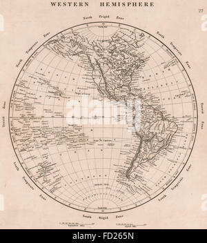 Nord-und Südamerika: westliche Hemisphäre. Polynesien Karibik. ARROWSMITH, 1828 alte Karte Stockfoto