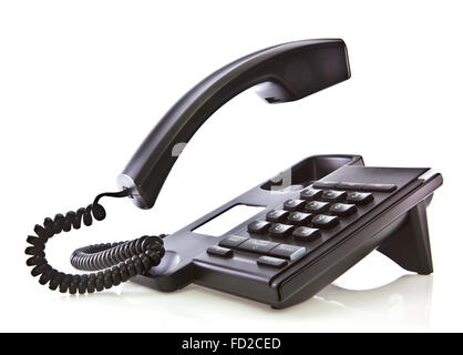 Schwarz Telefon mit schwimmenden Hörer Stockfoto