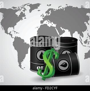 schwarzes Öl Lauf und das Zeichen des Dollars Stock Vektor