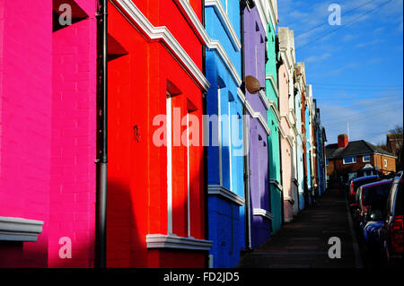 Bunt bemalte Häuser in Blaker Street Brighton UK Stockfoto