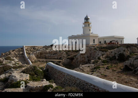 Leuchtturm am Cap de Cavalleria, Nord Menorca, Insel Menorca, Balearen, Spanien, Süd-Europa Stockfoto