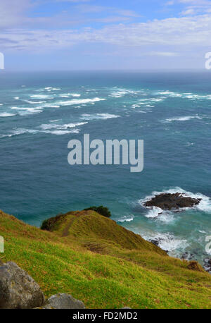 Tasmanische See und Pazifik kollidieren am Cape Reinga den Norden westlichsten Zipfel der Halbinsel Aupouri Nordspitze Neuseelands Stockfoto