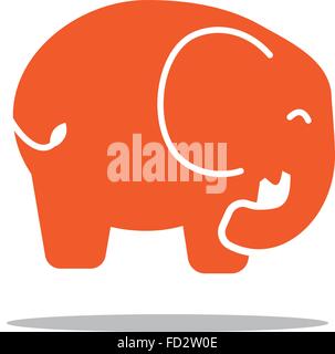 [EPS10] Roter Elefant Symbol flach Stil Stock Vektor
