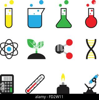 [EPS10] Wissenschaft Objektsymbol festlegen flachen Stil Stock Vektor