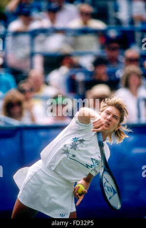 Steffi Graf (GER) im Wettbewerb bei den US Open 1988 im Jahr gewann sie den Golden Slam. Stockfoto