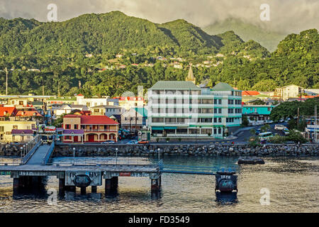 Hafenmole in Roseau Dominica West Indies Stockfoto
