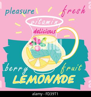 Leckere Limonade hell - handgezeichneten Stil. Vektor-Illustration. Stock Vektor