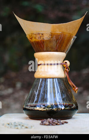 Kaffee brüht beim camping in Big Sur, Kalifornien. Stockfoto