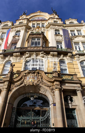 Jugendstilgebäude am Altstädter Ring Prag, Tschechien Stockfoto