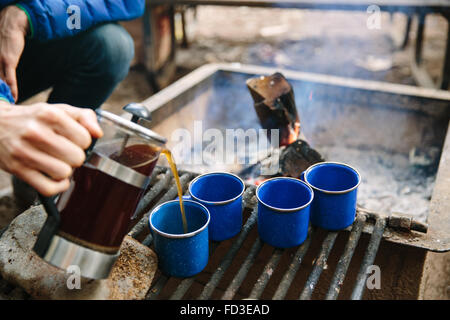 Kaffee-Stunde auf unserem Campingplatz Big Sur, California. Stockfoto