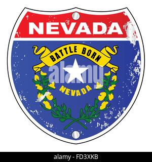 Nevada-Flaggen-Icons als interstate Zeichen auf einem weißen Hintergrund Stock Vektor