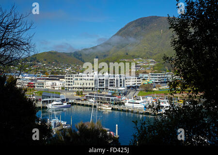 Picton und Picton Hafen, Marlborough Sounds, South Island, Neuseeland Stockfoto