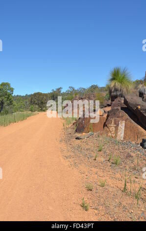 Der Bahnhof Reserven Heritage Trail Überschrift in John Forrest National Park, Western Australia Stockfoto