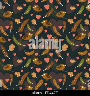 niedliche Musterdesign mit Herzen, Väter und Vögel Stock Vektor