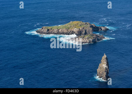 Chile, Osterinsel, Moto Nui Islet, Orongo, Nationalpark Rapa Nui, Website des Tangata Manu (Birdman Culte), UNESCO-Weltkulturerbe Stockfoto