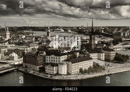 Blick auf Stockholm von oben Stockfoto