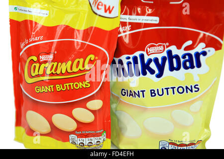 Nestle Milkybar und Caramac Riese Schokolinsen Stockfoto