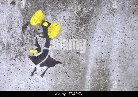 Vorsitzender Mao graffiti Schablone auf einer Wand in Hongkong Stockfoto