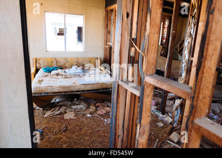 Ein verlassenes Haus in Bombay Beach, Kalifornien, am östlichen Ufer des Salton Meeres Stockfoto