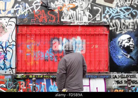 Graffiti auf Serge Gainsbourg-Haus. Stockfoto