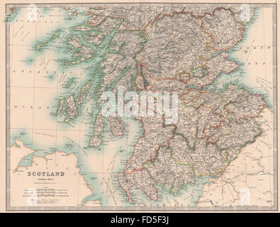 Schottland-Süd: Grenzen Argyll Perthshire Fife Forfar Lanark.JOHNSTON, 1906-Karte Stockfoto