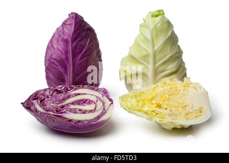 Lila und grün zeigte Mini Kohl auf weißem Hintergrund Stockfoto