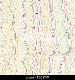 Herzen und Streifen Musterdesign. Valentinstag-Karte-Design. Stock Vektor