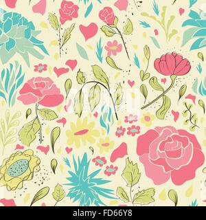 Hand gezeichnet nahtlose Blumenmuster. Vektor-illustration Stock Vektor