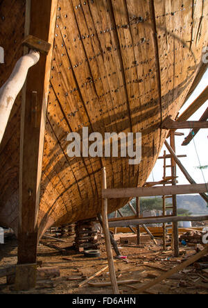 Traditionsschiffe genannt Lenj gebaut, Qeshm Insel, Salakh, Iran Stockfoto