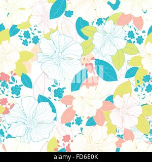 Nahtloses Muster mit Hand gezeichnet Blumen. Handgezeichnete Design für Dankeschön-Karte, Grußkarte oder Einladung. Stock Vektor