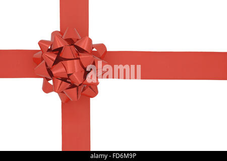 Bogen und Farbband Hintergrund rot Weihnachten Stockfoto